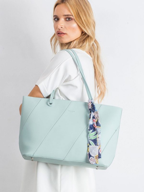 Mint shopper bag with scarf