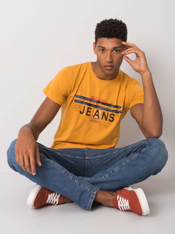 Men's mustard t-shirt with round neck Royce