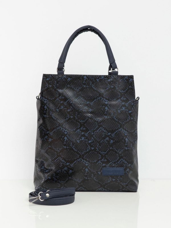 Navy blue bag with snake pattern