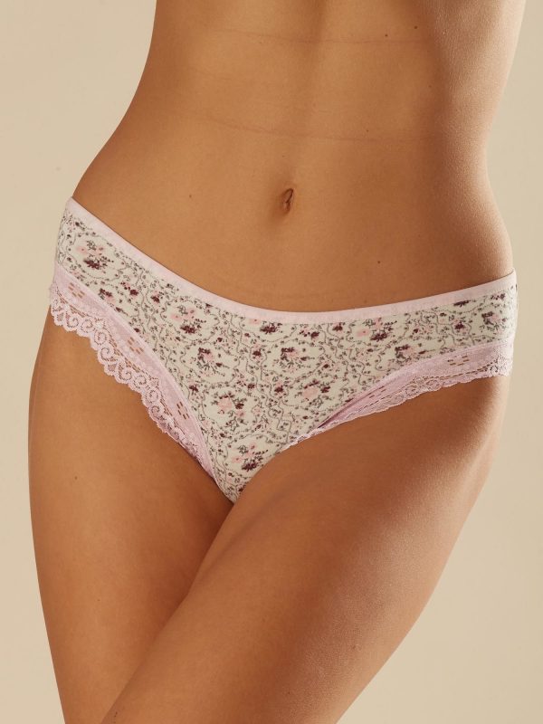 Ecru-pink flower panties