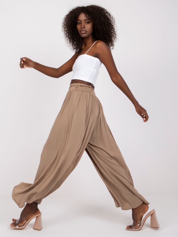 Dark beige wide pants Surie OCH BELLA