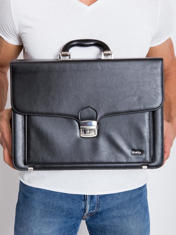 Black Leather Men's Briefcase