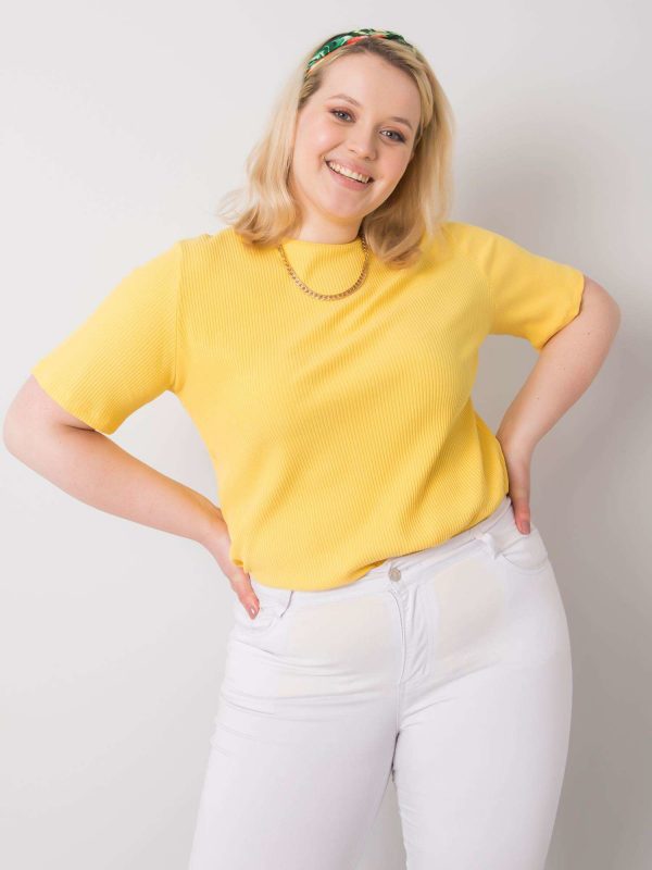 Yellow Plus Size Blouse in Ribbed Fabric Stella