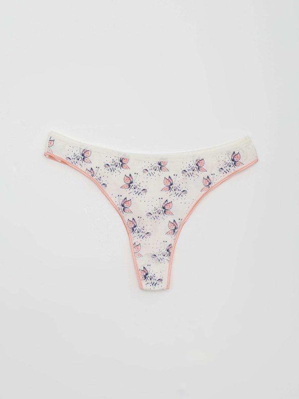 White and peach women's thong