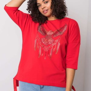 Red blouse with Cassia appliques