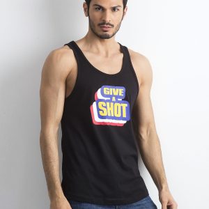 Black Men's Sleeveless Printed T-Shirt