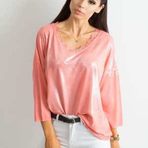 Coral blouse with soft gloss