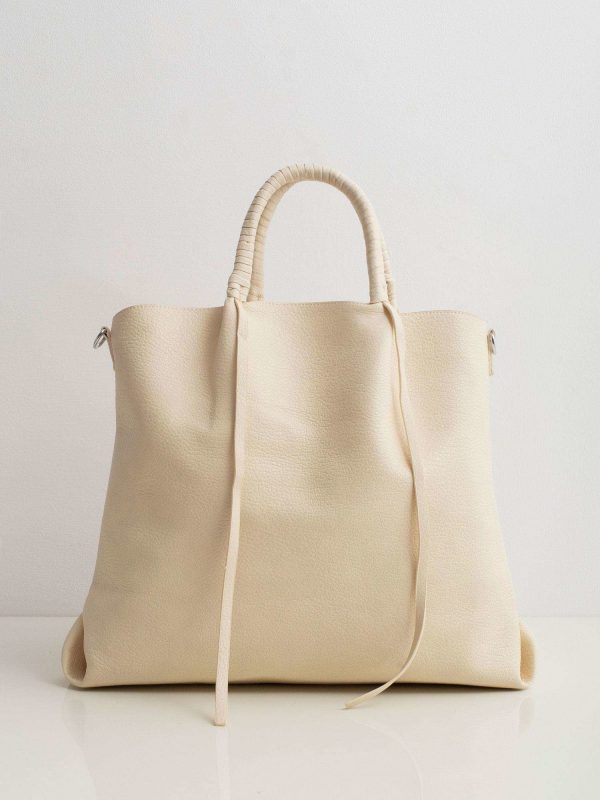 Cream large bag made of eco leather