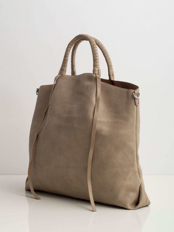 Beige large bag made of eco leather