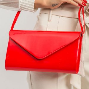 Red lacquered eco-leather clutch