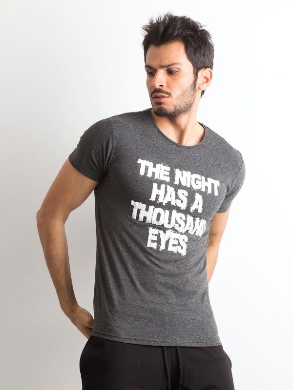 Dark Grey Men's T-Shirt with Lettering