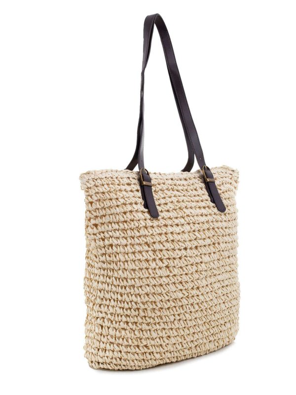 Beige Braided Beach Bag