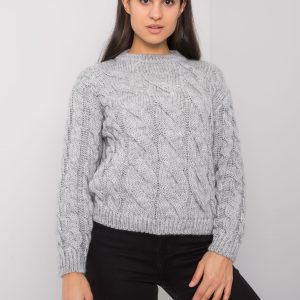 Grey women's sweater with braids Florianna RUE PARIS