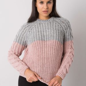 Grey-pink knitted sweater for women Bergerac RUE PARIS