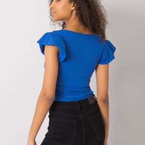 Dark blue blouse with Waverly lacing