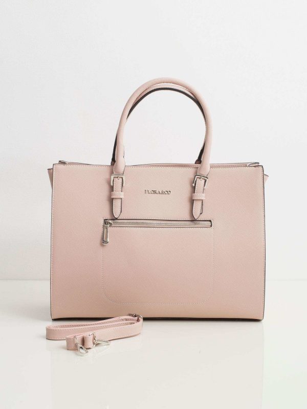 Pale pink eco-leather shopper bag