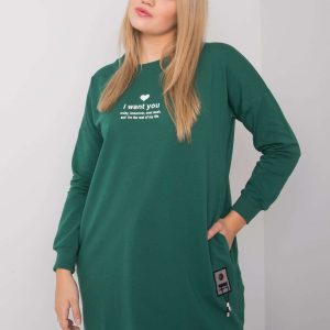 Dark Green Plus Size Tunic Maurita Cotton