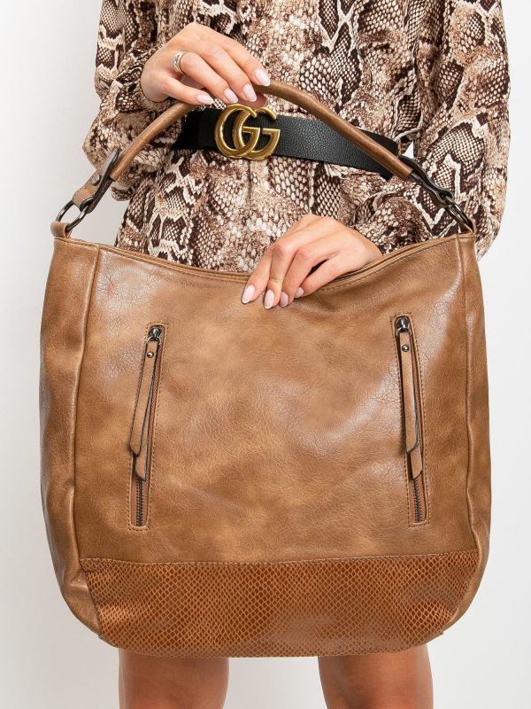 Brown eco leather ladies handbag