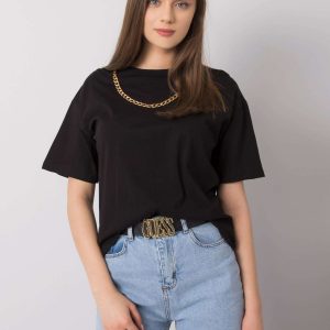 Donna RUE PARIS black cotton t-shirt