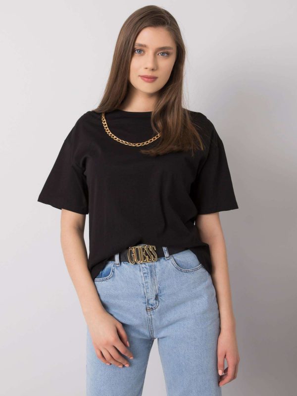 Donna RUE PARIS black cotton t-shirt