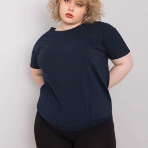 Navy blue plus size blouse with Addyson ribbed