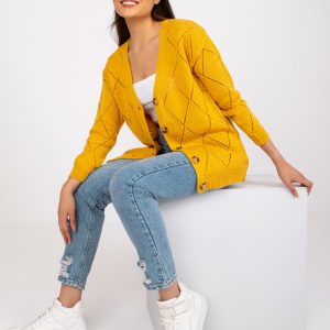 Yellow sweater for women with buttons Elisabete RUE PARIS