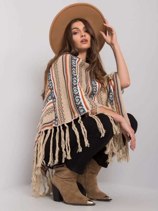 Beige Alvinda Patterned Poncho