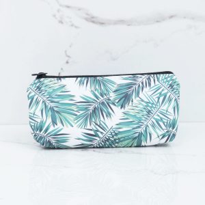 White cosmetic bag with plant patterns