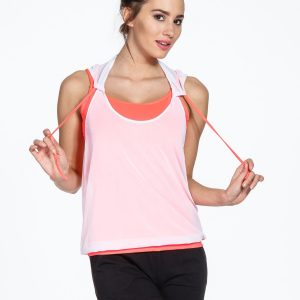 Coral Mesh Hooded Sports Top