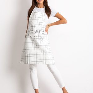 White plaid kitchen apron