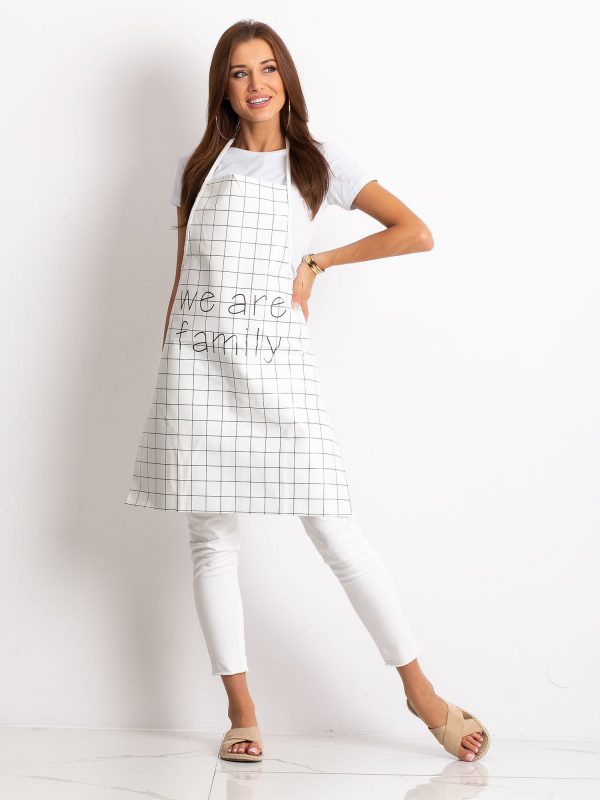 White plaid kitchen apron