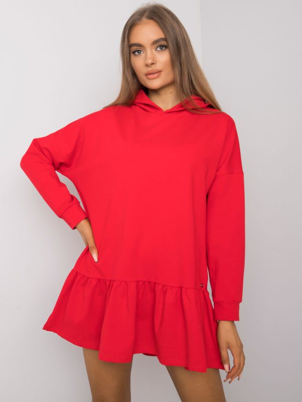 Aliye Red Hooded Sweatshirt Dress