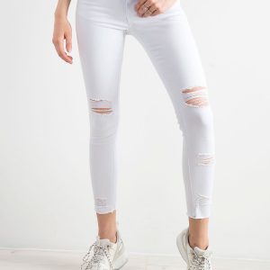 White skinny jeans with holes