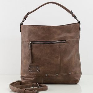 Dark brown large bag made of eco leather