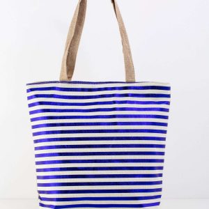 White & Blue Large Printed Bag