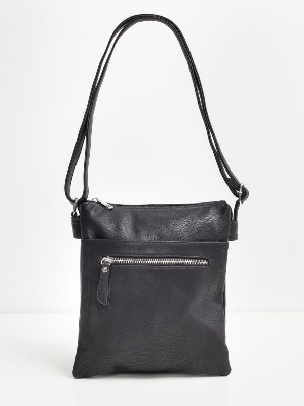 Black handbag with long strap