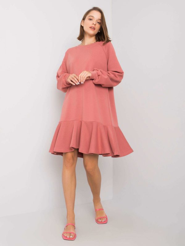 Dirty pink dress with ruffle Perrine