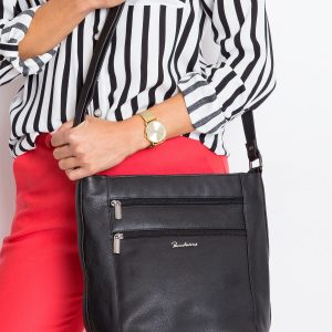 Women's Black Leather Messenger Bag