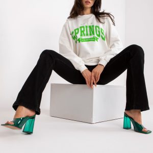 White and green oversize hoodie with print