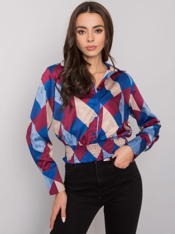 Burgundy blue shirt blouse with Grizella patterns