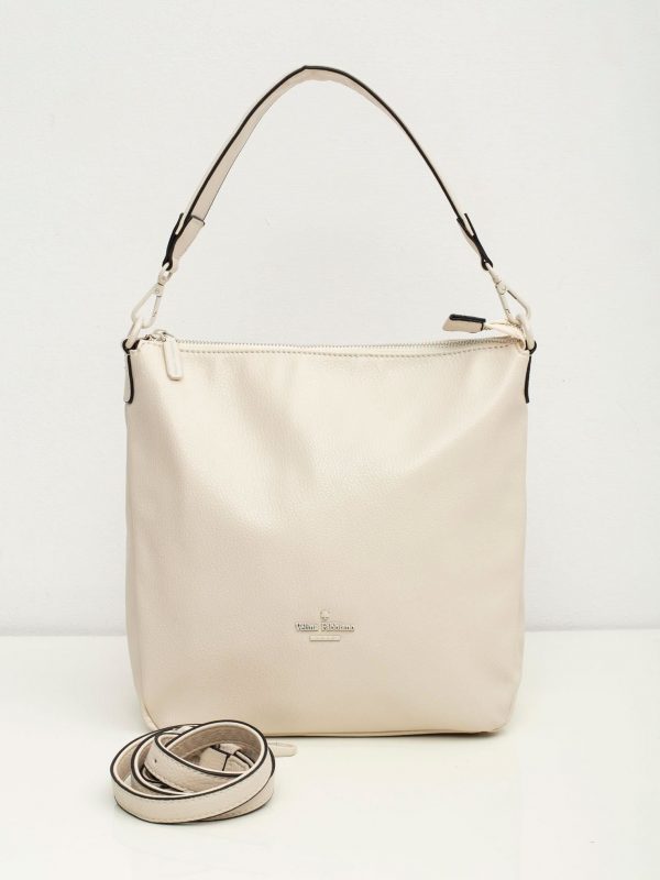 Cream eco-leather women's handbag