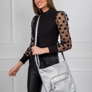 Silver eco-leather handbag