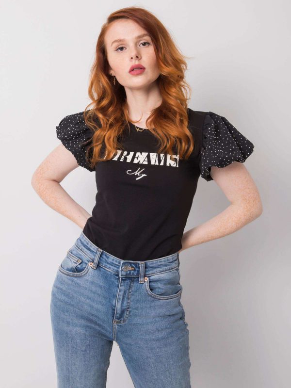 Black T-shirt with Tilly applique