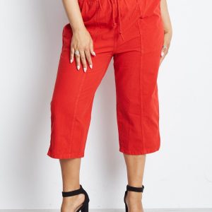 Red Plus Size Contraction Pants