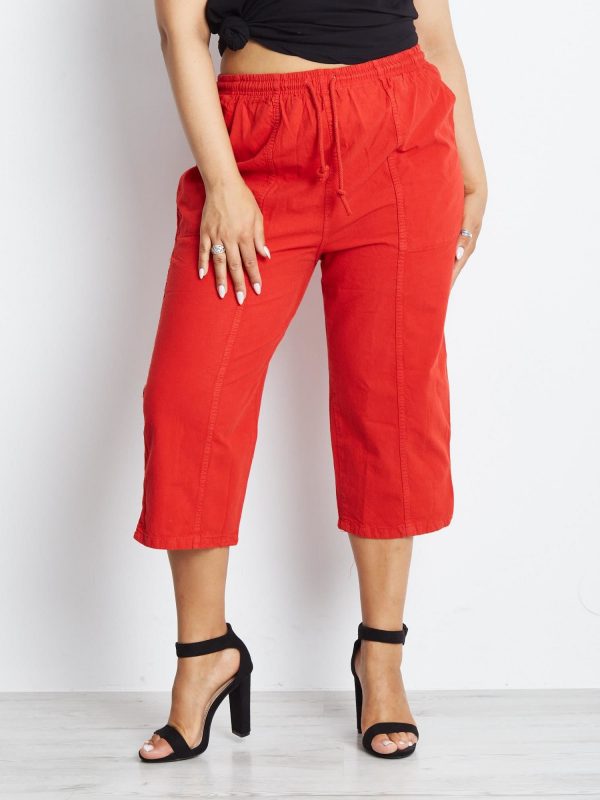 Red Plus Size Contraction Pants