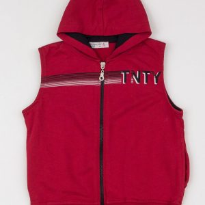 Burgundy sweatshirt children's vest with hood