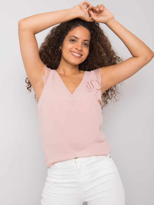 Dirty pink top with Sapphire lace