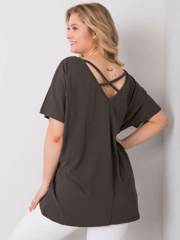 Dark khaki blouse plus size Lenora