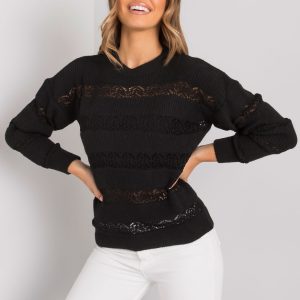 Rossendale RUE PARIS black openwork sweater