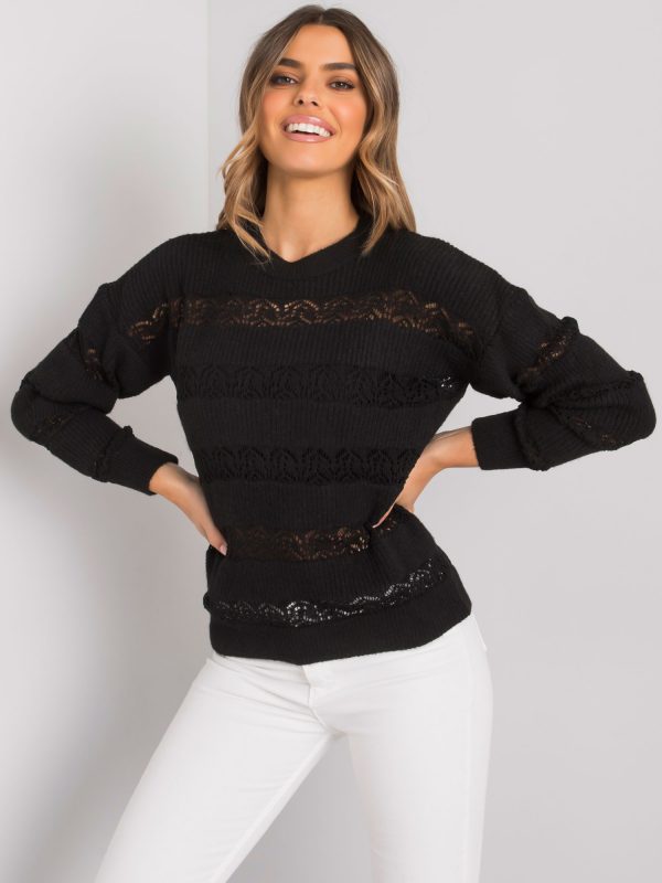 Rossendale RUE PARIS black openwork sweater